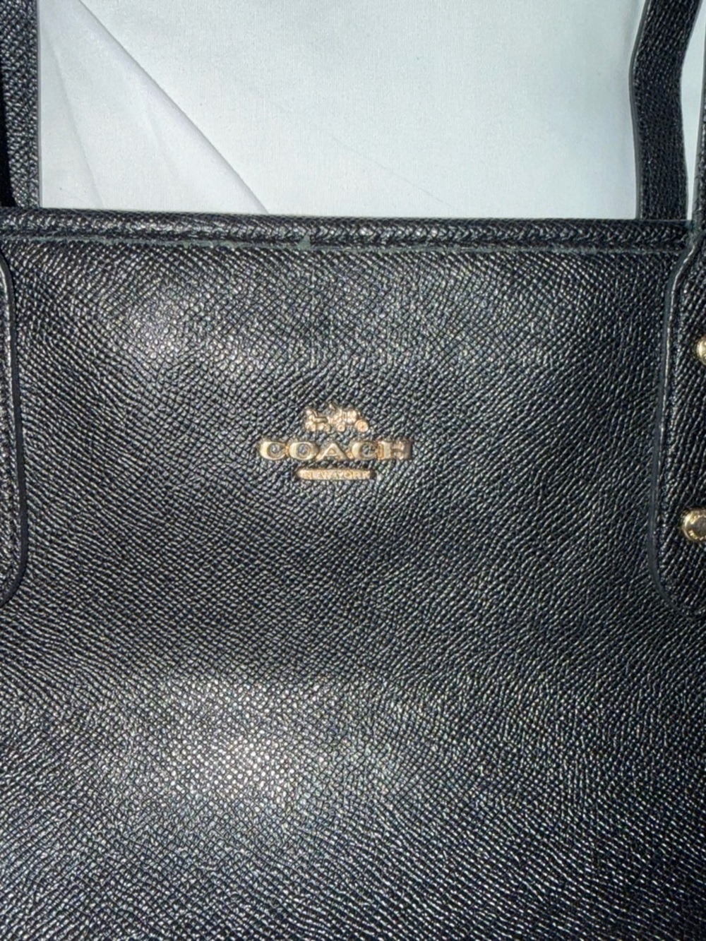 Coach Black Leather Tote with Gold Logo